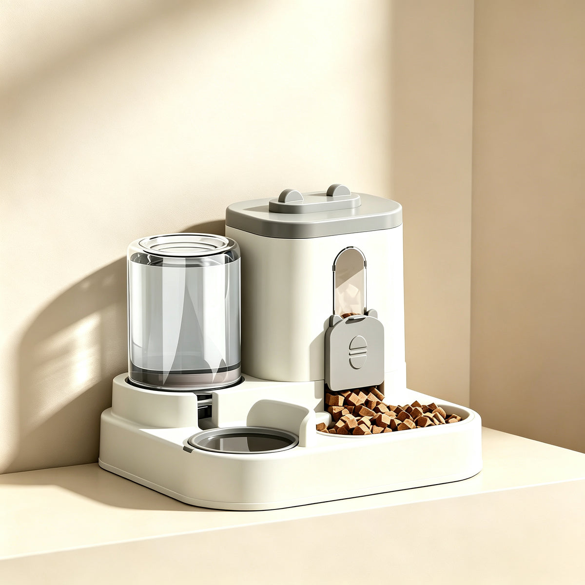 Automatic pet feeding and drinking fountain