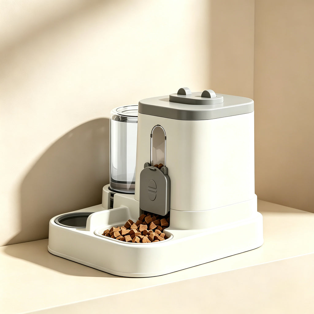 Automatic pet feeding and drinking fountain