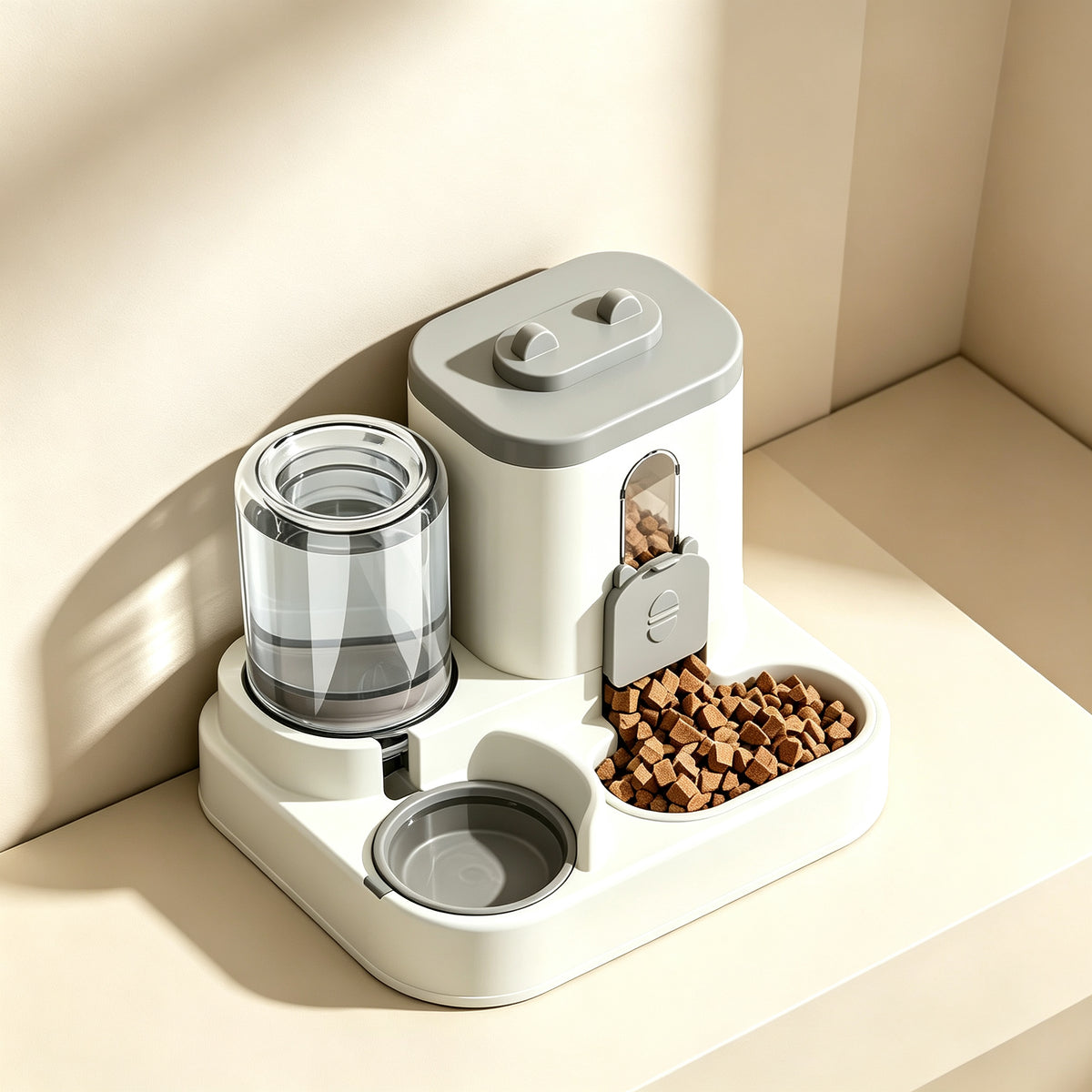 Automatic pet feeding and drinking fountain