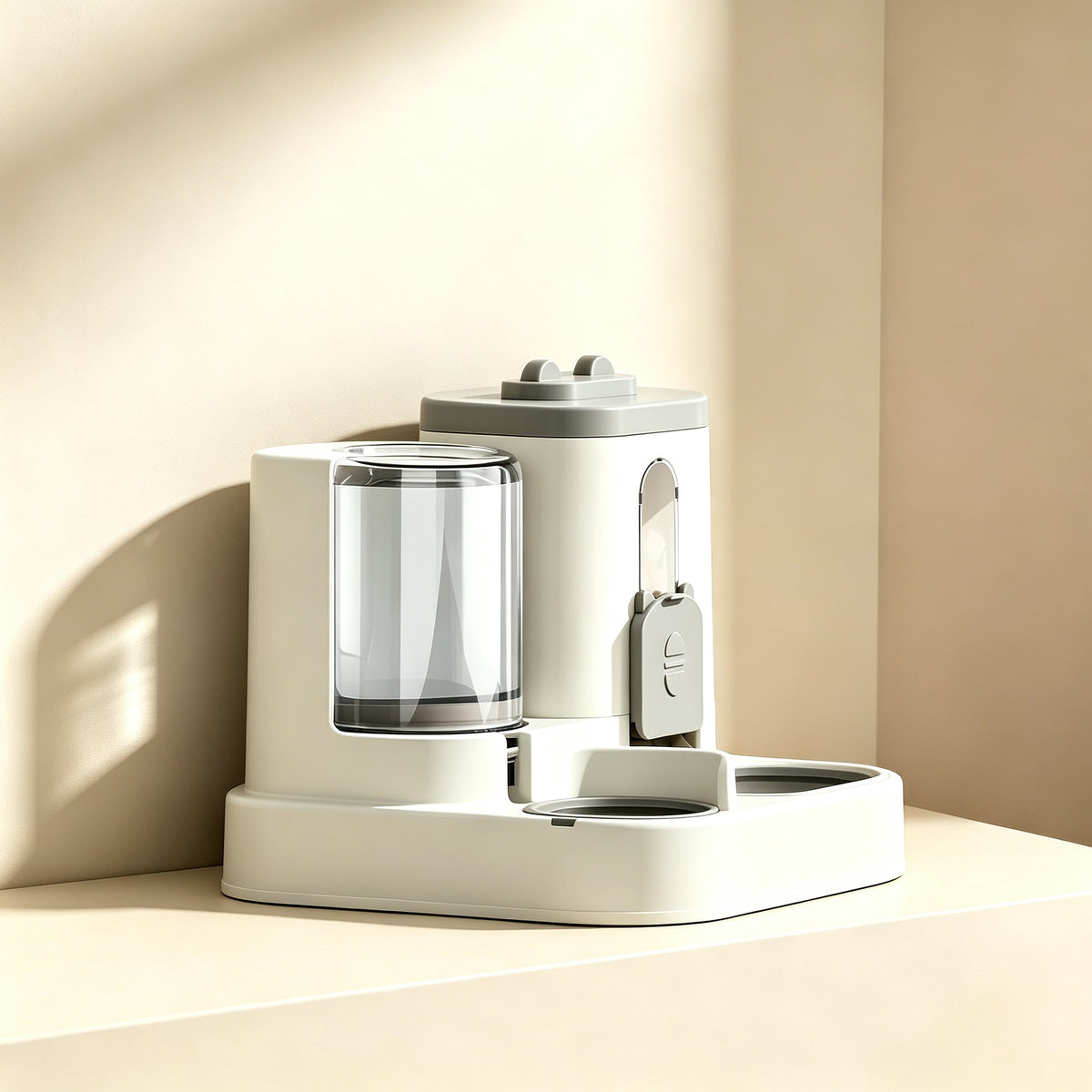 Automatic pet feeding and drinking fountain