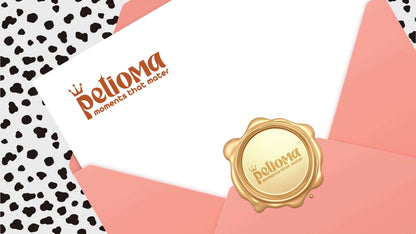 PETIOMA Gift Card in a decorative envelope with a gold seal, perfect for pet lovers.